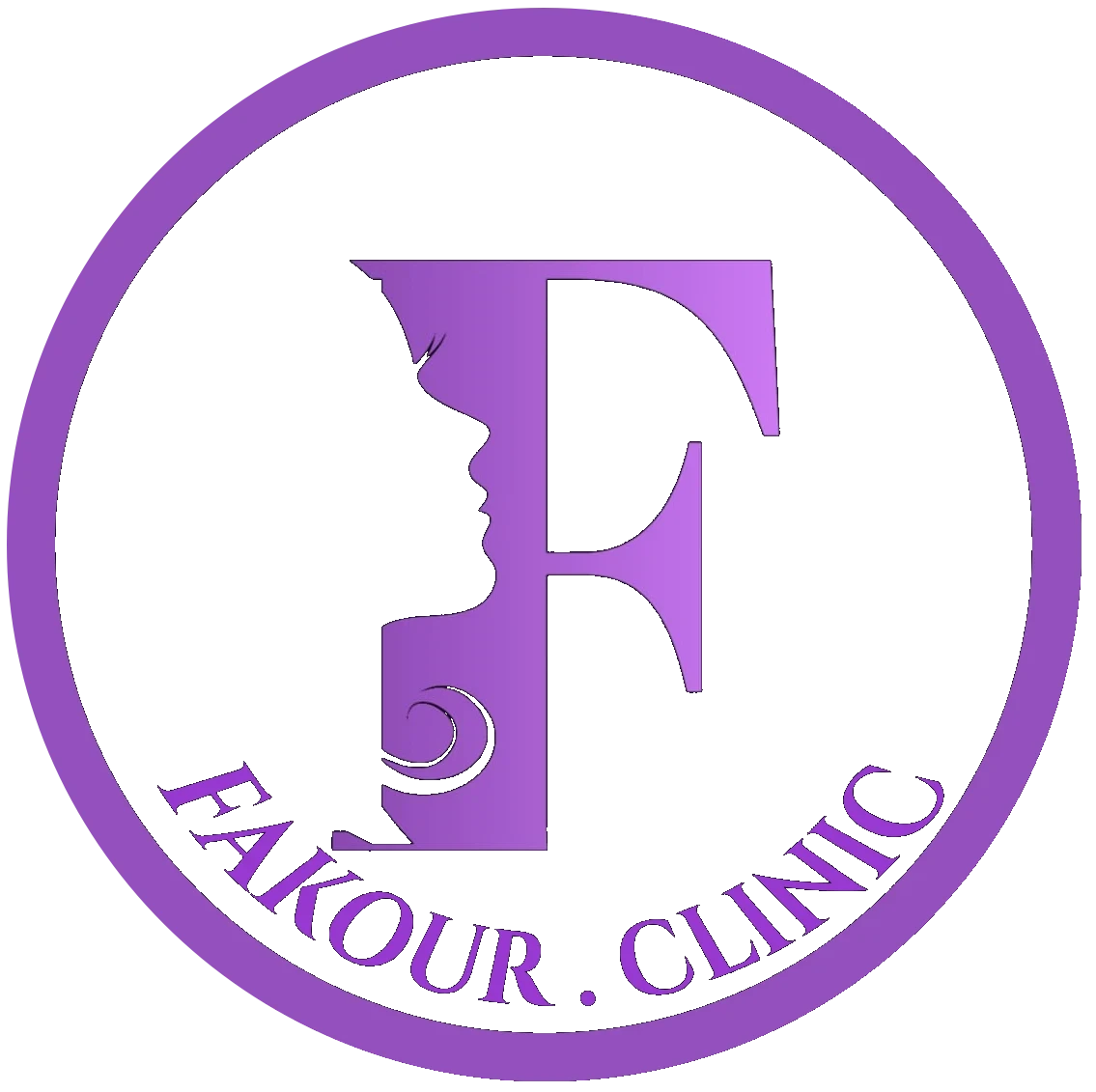 Letter F with a face silhouette